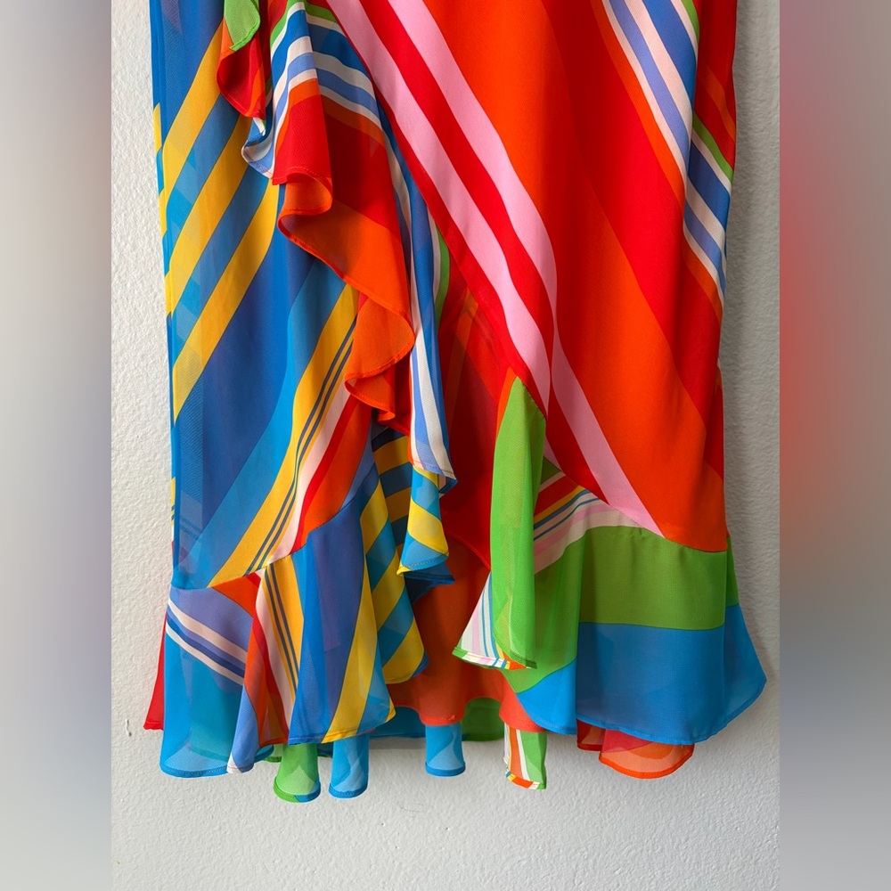 NWT Ralph Lauren Chiffon Variegated Striped Georgette Ruffle Skirt Women Medium - Picture 4 of 12